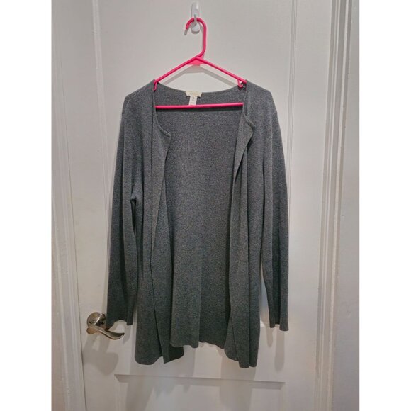 Chicos Womens Open Front Cardigan Sweater Gray Size 2 Long Sleeve Lightweight - Picture 3 of 9
